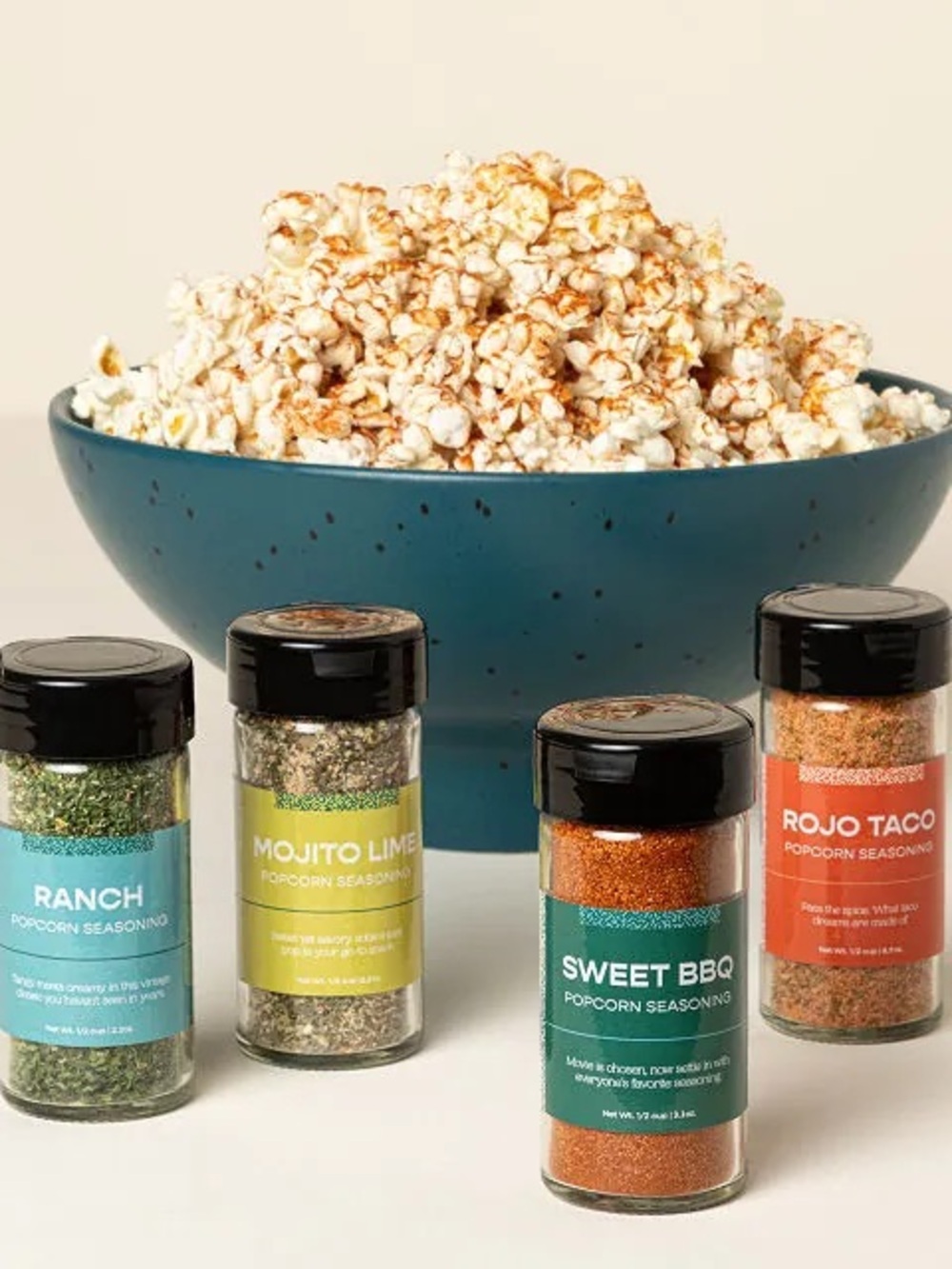 Uncommon Goods Popcorn Bowl with Kernel Sifter Speckled Blue Spruce Brand New